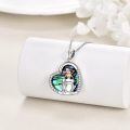 wholesale 925 Sterling Silver Abalone Shell Mother & Child Frog Heart Pendant Necklace for Women-0-3
