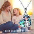 wholesale 925 Sterling Silver Abalone Shell Mother & Child Frog Heart Pendant Necklace for Women-0-5