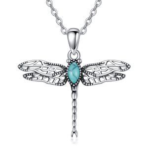 Sterling Silver Dragonfly Pendant Necklace-0