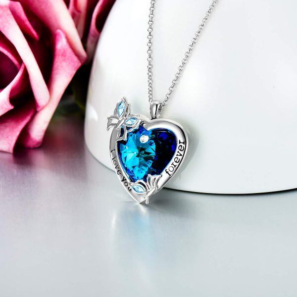 Sterling Silver Butterfly Heart Necklace-1