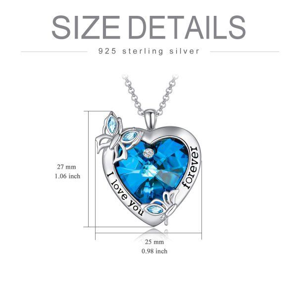 Sterling Silver Butterfly Heart Necklace-3