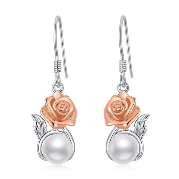 Sterling Silver Rose Earrings-0