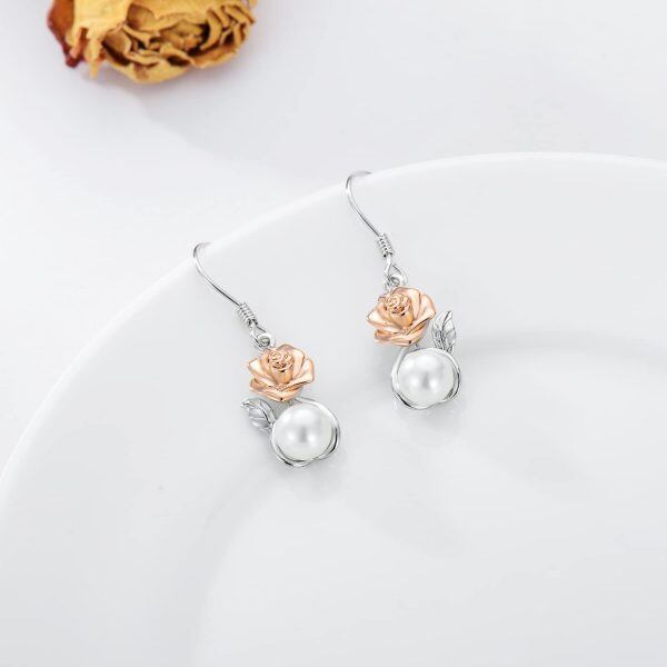 Sterling Silver Rose Earrings-2