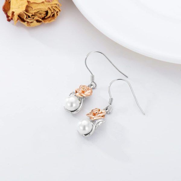 Sterling Silver Rose Earrings-3