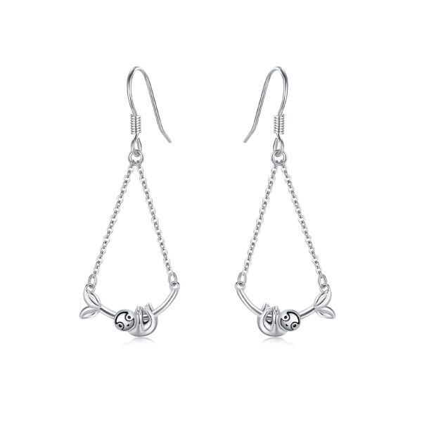 Sterling Silver Sloth Earrings-0