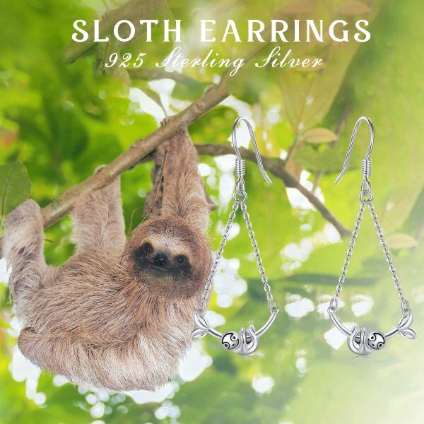 Sterling Silver Sloth Earrings-5