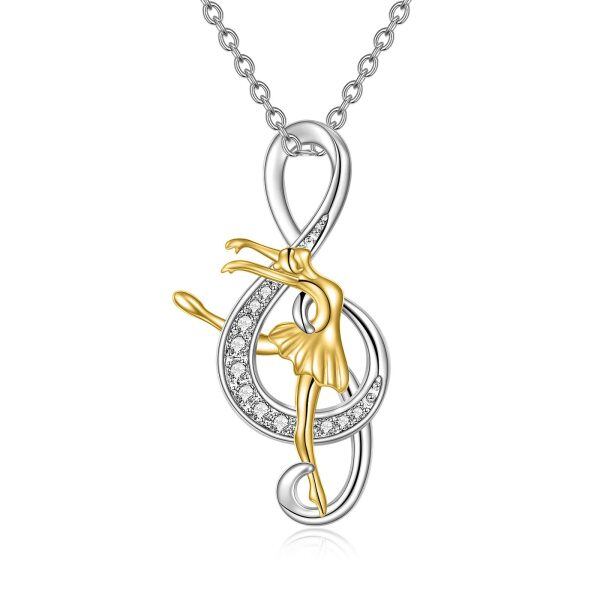 Sterling Silver Music Note Ballet Necklace-0