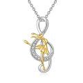 wholesale 925 Sterling Silver Musical Note Ballerina Pendant Necklace for Women - Gold & White Tone-0-0