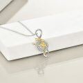 wholesale 925 Sterling Silver Musical Note Ballerina Pendant Necklace for Women - Gold & White Tone-0-3