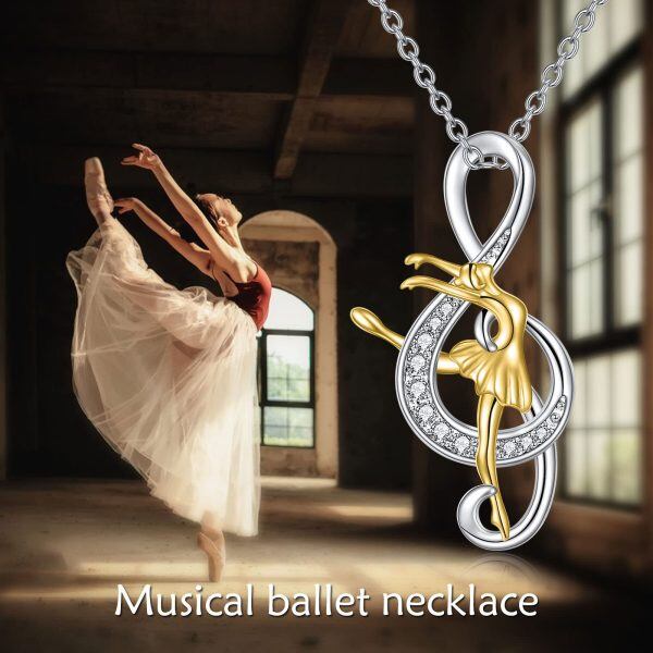 Sterling Silver Music Note Ballet Necklace-5