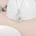 wholesale 925 Sterling Silver Peridot Birthstone Crescent Moon Buddha Holding Gold Cat Pendant Necklace for Women-0-5