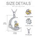 wholesale 925 Sterling Silver Peridot Birthstone Crescent Moon Buddha Holding Gold Cat Pendant Necklace for Women-0-7