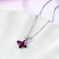 wholesale Sterling Silver Crystal Butterfly Pendant Necklace Morpho Helena Series - Rhodium Plated-0-8