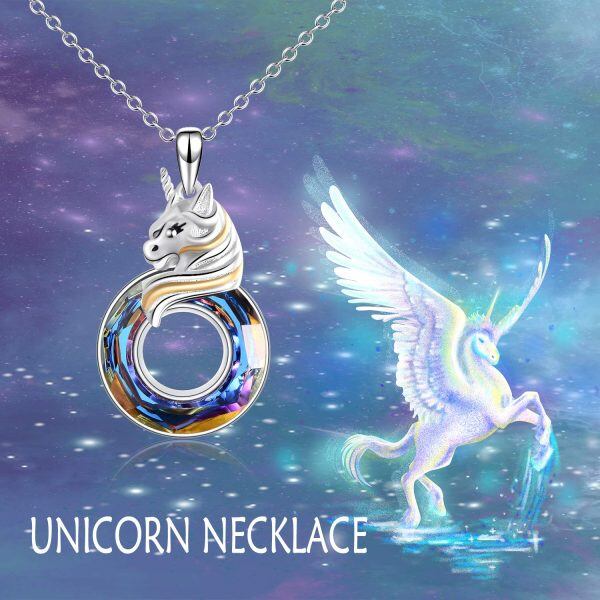 Sterling Silver Unicorn Pendant Necklace-4