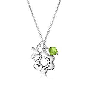 Sterling Silver Cross Flower Necklace-0