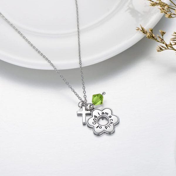 Sterling Silver Cross Flower Necklace-1