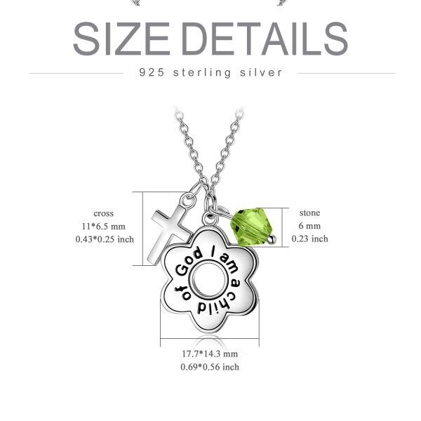 Sterling Silver Cross Flower Necklace-3