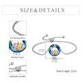 wholesale 925 Sterling Silver Charm Bracelet with Three Sisters Figurine and Blue Crystals - Adjustable Size  for Women-0-2