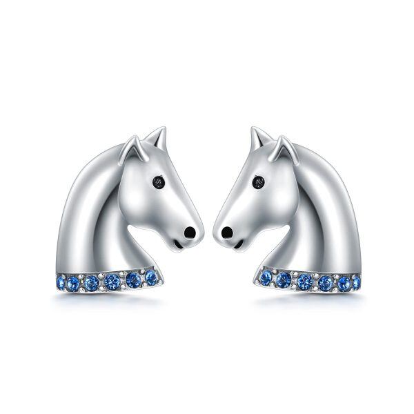 Sterling Silver Horse Earrings-0