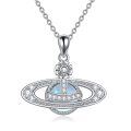 wholesale 925 Sterling Silver Blue Moonstone Planet Pendant Necklace for Women-0-0