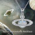 wholesale 925 Sterling Silver Blue Moonstone Planet Pendant Necklace for Women-0-5