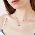 wholesale 925 Sterling Silver Dolphin Blue Crystal Pendant Necklaces for Women Gifts-0-2