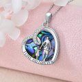 wholesale 925 Sterling Silver I Love You Forever Father Daughter Heart Pendant Necklace with Abalone Shell and Cubic Zirconia-0-4