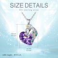 wholesale 925 Sterling Silver Purple Heart Crystal Rainbow Unicorn Pendant Necklace for Women-0-3