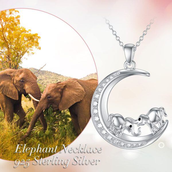 Sterling Silver Elephant Moon Necklace-1