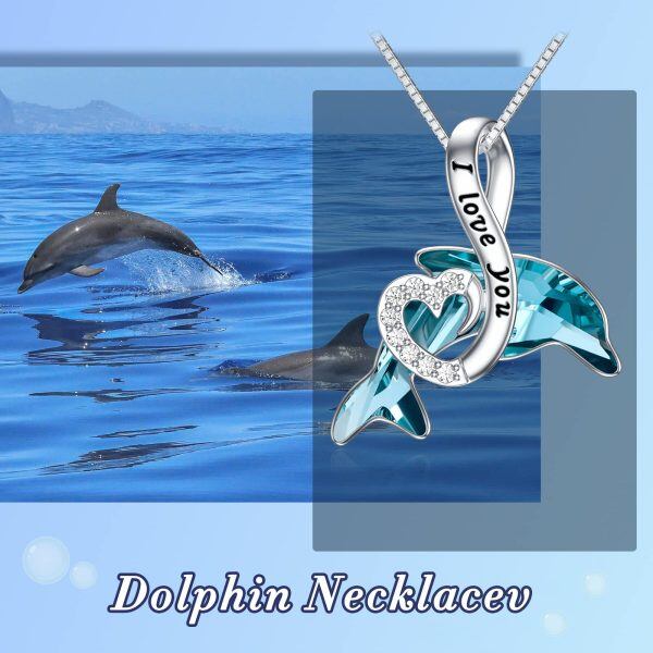 Sterling Silver Dolphin Heart Necklace-1