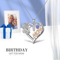wholesale 925 Sterling Silver Heart Flower Mom Birthstone Pendant Necklace for Women-0-3