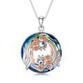 wholesale 925 Sterling Silver Blue Crystal Axolotl Pendant Necklace for Women-0-0