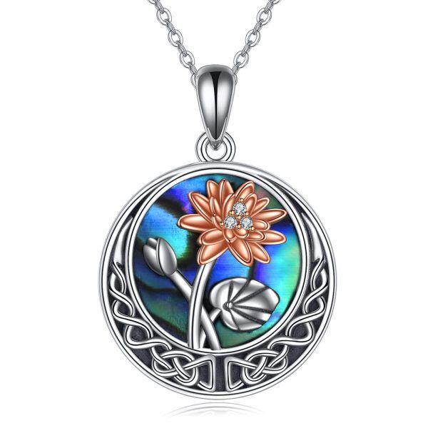 Sterling Silver Celtic Lotus Necklace-0