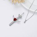 wholesale 925 Sterling Silver Angel Wings Red Crystal Heart Cremation Jewelry Urn Pendant Necklace for Women-0-2