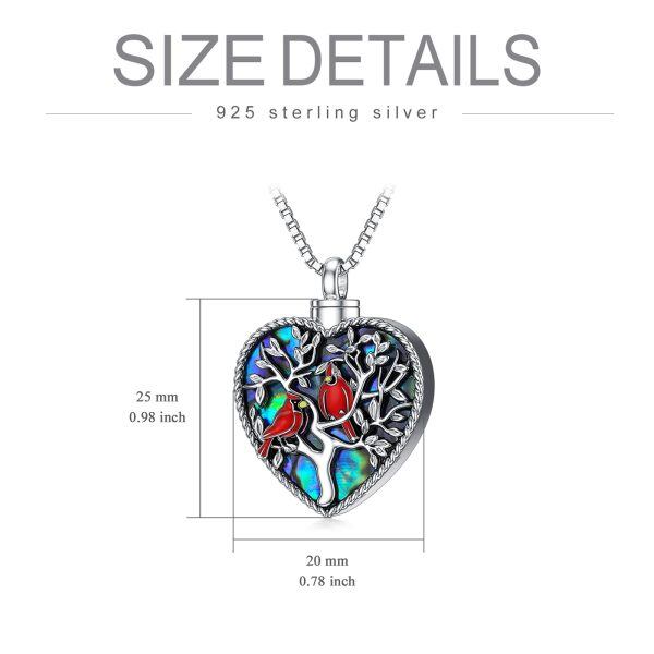 Sterling Silver Red Cardinal Heart Necklace-3