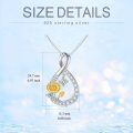 wholesale 925 Sterling Silver Two-Tone Infinity Flower Pendant Necklace with CZ and Gold Accents-0-4