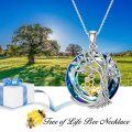 wholesale 925 Sterling Silver Blue Crystal Tree of Life Honeycomb Bee Pendant Necklace-0-1