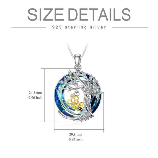 Sterling Silver Tree Of Life Bee Necklace-3