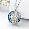 wholesale 925 Sterling Silver Blue Crystal Tree of Life Honeycomb Bee Pendant Necklace-0-4