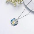 wholesale 925 Sterling Silver Blue Crystal Tree of Life Honeycomb Bee Pendant Necklace-0-5