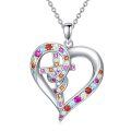 wholesale 925 Sterling Silver Multicolor Crystal Heart & Cross Pendant Necklace for Women-0-0