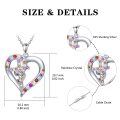 wholesale 925 Sterling Silver Multicolor Crystal Heart & Cross Pendant Necklace for Women-0-2