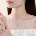 wholesale 925 Sterling Silver Multicolor Crystal Heart & Cross Pendant Necklace for Women-0-3