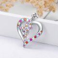 wholesale 925 Sterling Silver Multicolor Crystal Heart & Cross Pendant Necklace for Women-0-4