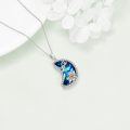 wholesale 925 Sterling Silver Blue Crystal Daffodil Pendant Necklace for Women-0-2