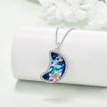 wholesale 925 Sterling Silver Blue Crystal Daffodil Pendant Necklace for Women-0-3