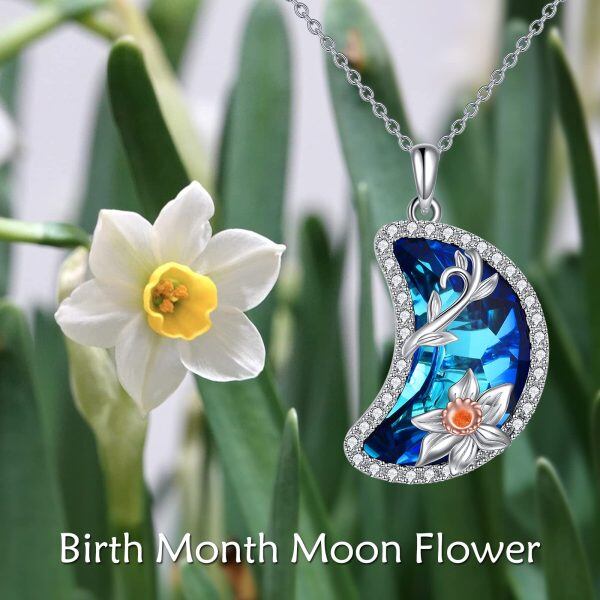 Sterling Silver Moon Flower Necklace-5