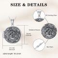 wholesale 925 Sterling Silver Round Floral Design Photo Locket Pendant Necklace with Chain for Women-0-3