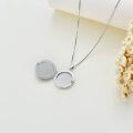 wholesale 925 Sterling Silver Round Floral Design Photo Locket Pendant Necklace with Chain for Women-0-5