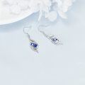wholesale 925 Sterling Silver Blue Sapphire Heart Dangle Earrings for Women-0-1